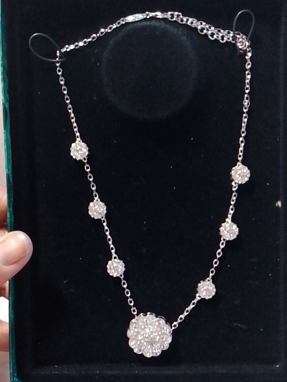 Sterling Silver Sparkling Cluster Pendant Necklace - White